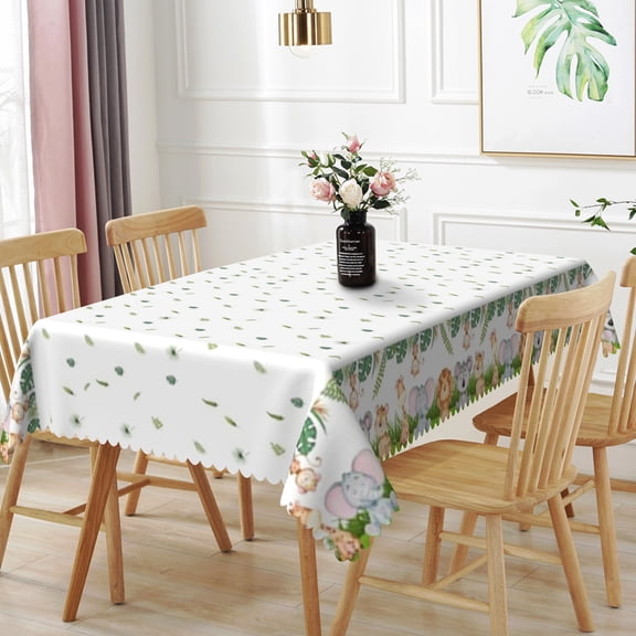 Nanqianyi Safari Jungle Animals Tablecloth 60" x 120", Children Birthday Party Kitchen Dinning Table Decoration