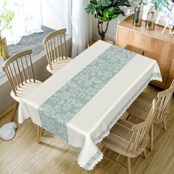 Nanqianyi Sage Green Leaf Floral Tablecloth,Waterproof Oilproof Home Party Rectangle Table Cover,70x52 Inch
