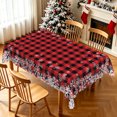 thumbnail image 1 of Nanqianyi Snowflake Plaid Christmas Tablecloth 60"x102",Waterproof Stain Resistant Table Cover For Holiday Party, 1 of 6