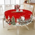 thumbnail image 1 of Nanqianyi White Snowman Christmas Round Tablecloth 70 Inch, Santa Claus Pattern for Winter Holiday Party Kitchen Dinner Decor, 1 of 9