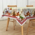 thumbnail image 1 of Nanqianyi Winter Snow Christmas Houses Rectangle Tablecloth 60 x 84 inch, Santa Claus Snowman Tablecloth for Xmas Family Gathering, 1 of 6