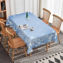 Nanqianyi Winter Snowflake Blue Tablecloth 60 x 84 Rectangle, Christmas Decorations Washable Table Cloths Polyester Fabric for Holiday Dining Picnic Party