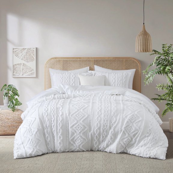 Nanshing 3 Piece Comforter Set, Queen, White