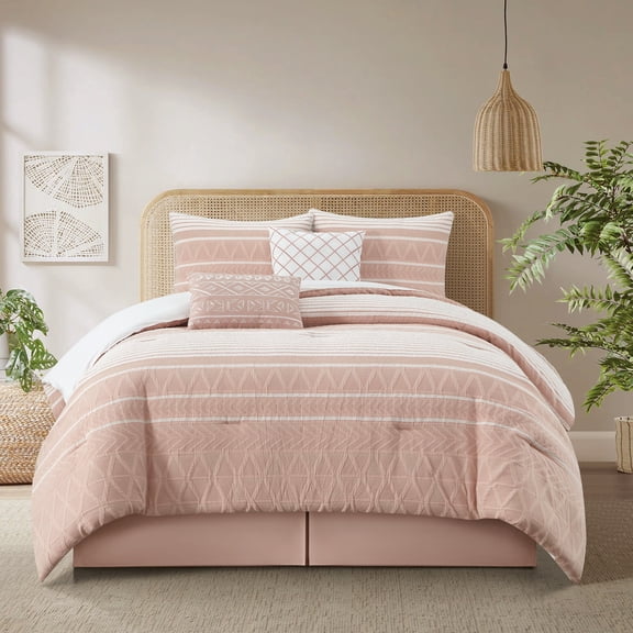 Nanshing 6 Piece Comforter Set, California King, Blush