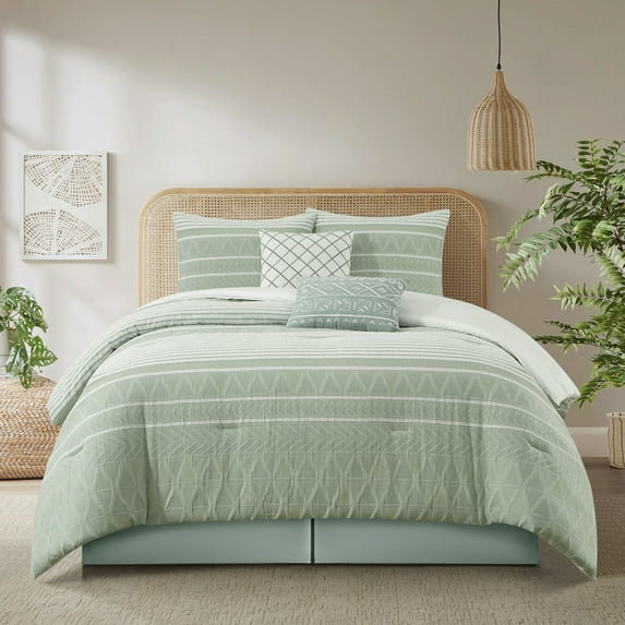 Nanshing 6 Piece Comforter Set, King, Sage