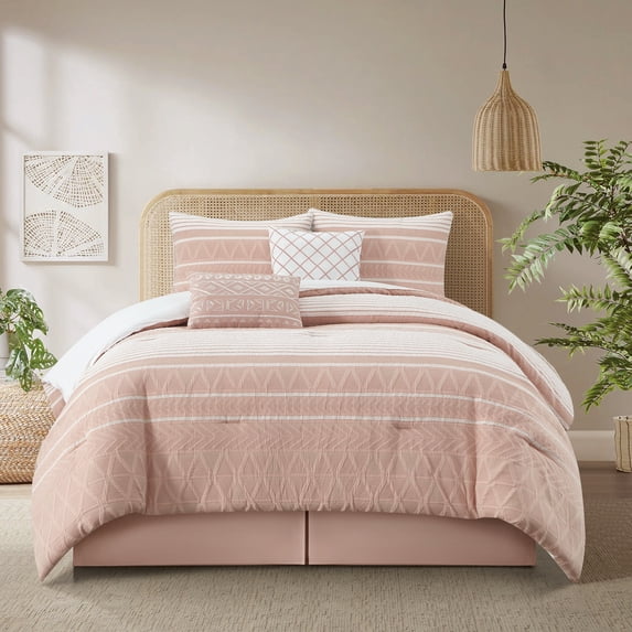 Nanshing 6 Piece Comforter Set, Queen, Blush