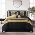 thumbnail image 1 of Nanshing 7 Piece Comforter Set, California King, Black Gold, 1 of 7