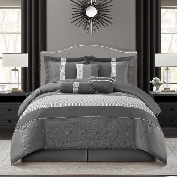 Nanshing 7 Piece Comforter Set, King, Grey