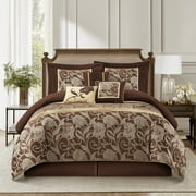 Nanshing 7 Piece Comforter Set, Queen, Brown Gold