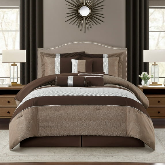 Nanshing 7 Piece Comforter Set, Queen, Brown