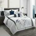 thumbnail image 1 of Nanshing Alina 7 Piece Floral Comforter Set, California King, White, 1 of 6