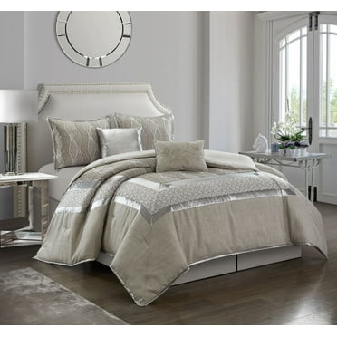 Nanshing Amelie 6 Piece Modern Glam Comforter Set, Queen, Grey