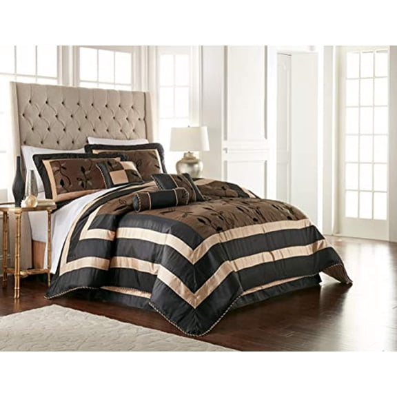 Nanshing PASTORA7 Q Pastora Collection Bedroom Comforter Complete 7 Piece Set Queen Bronze