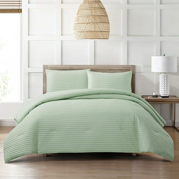 Nanshing Amerie 3 Piece Casual Stripes Comforter Set, Sage, King