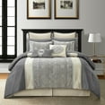 thumbnail image 1 of Nanshing Arabesque7 Piece Luxury Traditional Comforter Set, Grey, Queen, 1 of 9
