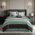 thumbnail image 1 of Nanshing Avalon 8 Piece Trellis Moroccan Print Comforter Set, Aqua/Brown, Queen, 1 of 5
