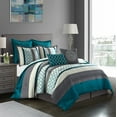 thumbnail image 1 of Nanshing Avalon 8 Piece Trellis Moroccan Print Comforter Set, Teal/Grey, Queen, 1 of 8