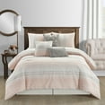 thumbnail image 1 of Nanshing Betty 7 Piece Boho Chic Stripes Comforter Set, Pink, California King, 1 of 7