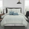thumbnail image 1 of Nanshing Betty 7 Piece Modern Striped Comforter Set, Azure, King, 1 of 7