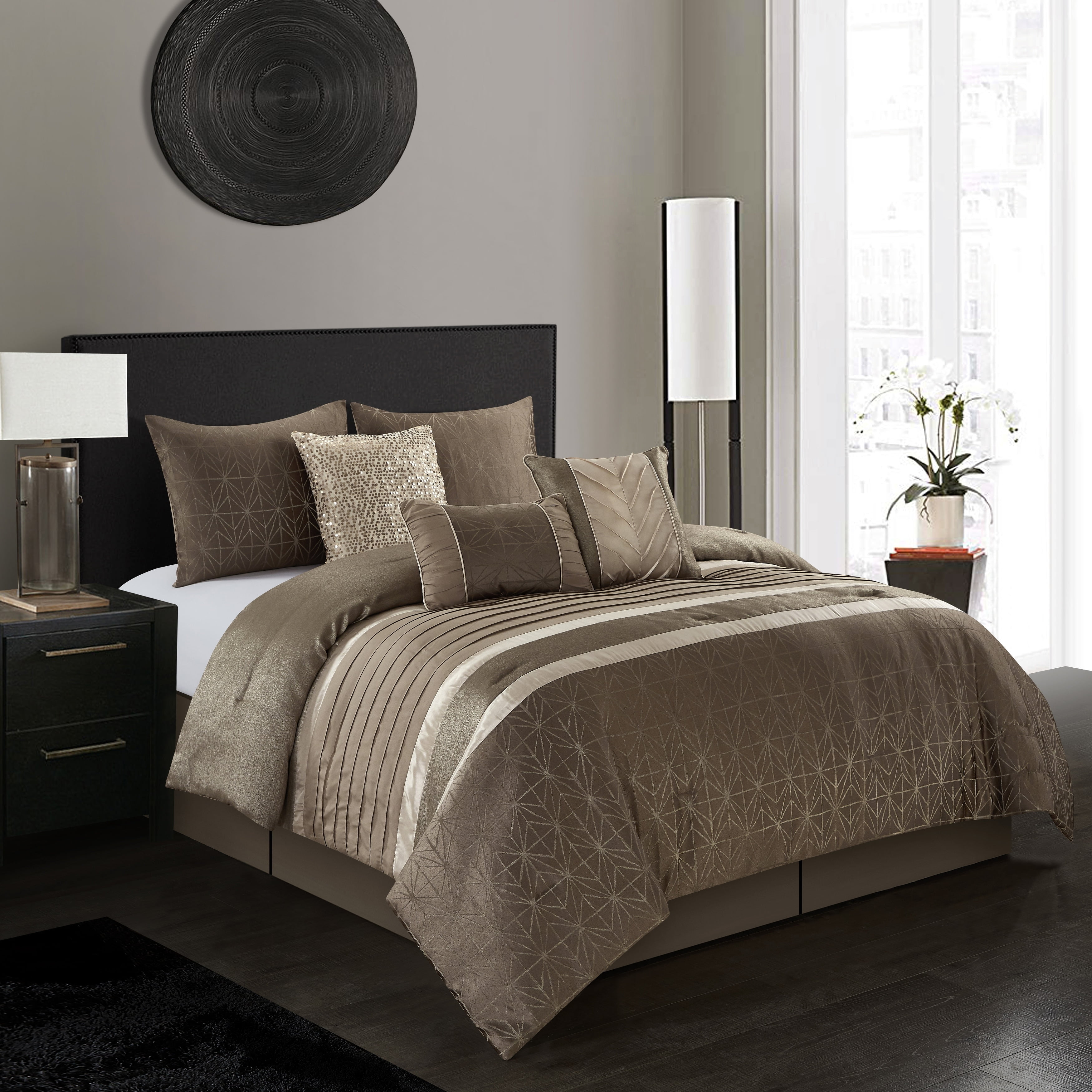 Gray Geometric Microfiber Queen Comforter Set