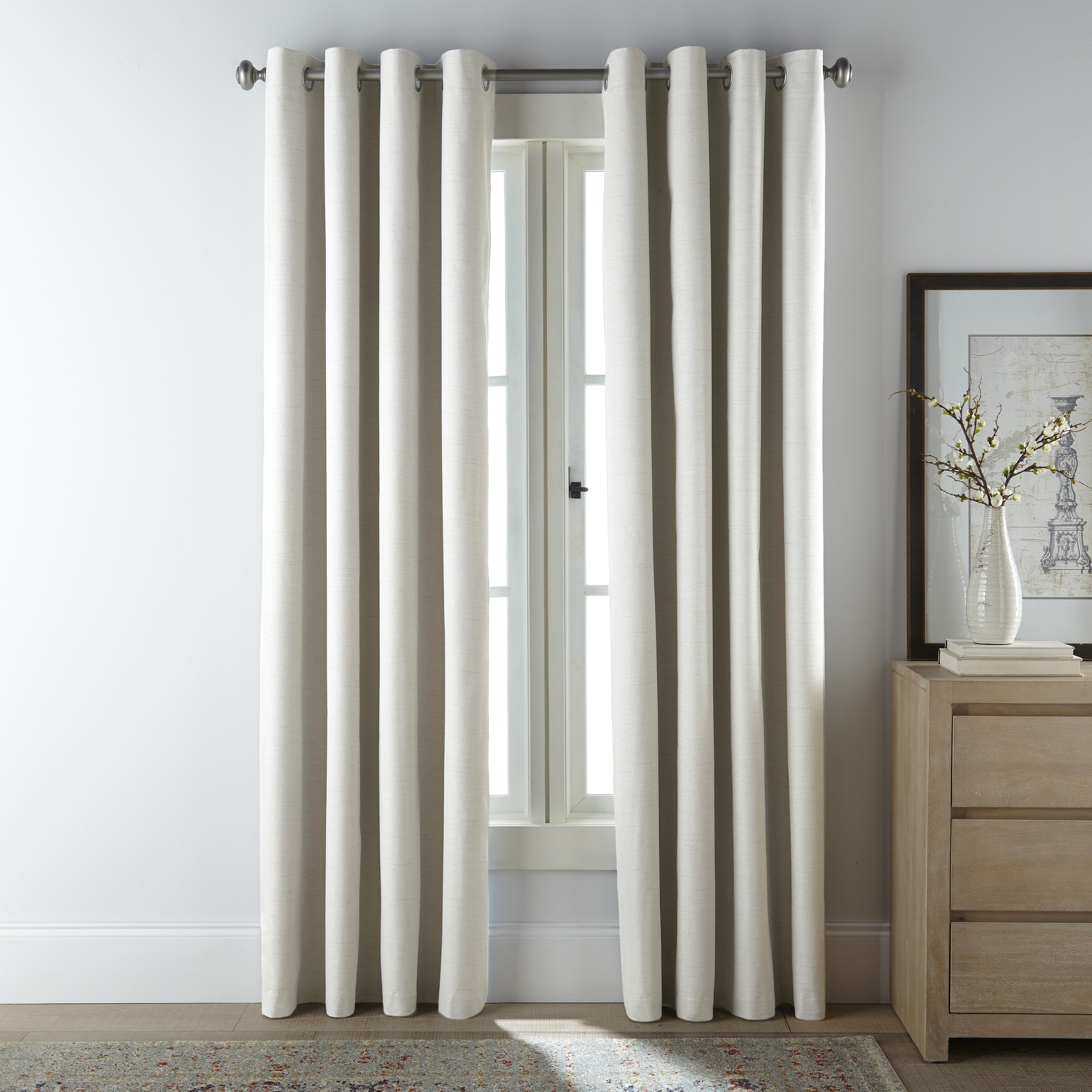 Ivory Basketweave Blackout Grommet Window Panels, 52" x 84"