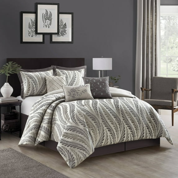 Nanshing Caspa 7 Piece Chic Leaf Design Comforter Set Queen