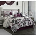thumbnail image 1 of Nanshing Ciaran 7-Piece Purple Floral Comforter Set Queen, 1 of 5