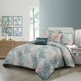 thumbnail image 1 of Nanshing Clyde 5 Piece Modern Tropical Quilt Set, Blue, Queen, 1 of 6