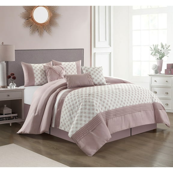 Nanshing Contemporary 200 Thread Count Abstract 7 Piece Comforter Sets, Queen with Shams