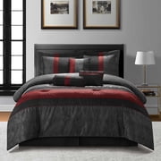 Nanshing Corell 7 Piece Contemporary Comforter Set, Black/Red, Full