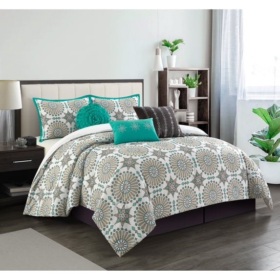 Nanshing Darla 7-Piece Geometric Comforter Set California King