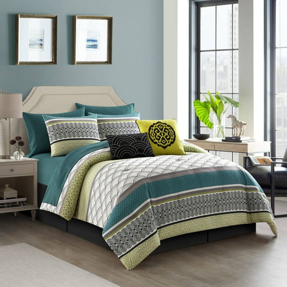 Nanshing Delia Microfiber 10-Piece Bed In A Bag Bedding Comforter Set, King