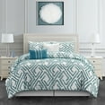 thumbnail image 1 of Nanshing Dessa 5-Piece Diamond Embroidery Comforter Set White/Jade Full - Queen, 1 of 5