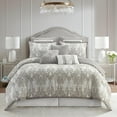 thumbnail image 1 of Nanshing Dilma 9 Piece Traditional Scroll Comforter Set, Smoke Grey, California King, 1 of 14