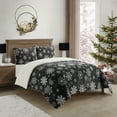thumbnail image 1 of Nanshing Donner 3 Piece Snowflakes Sherpa Comforter Set, Black/White, Queen, 1 of 4