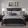 thumbnail image 1 of Nanshing Donovan 10PC Geometric Luxury Comforter Set, Black, California King, 1 of 6