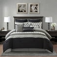 thumbnail image 1 of Nanshing Donovan 10PC Geometric Luxury Comforter Set, Black, Queen, 1 of 6