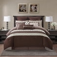 thumbnail image 1 of Nanshing Donovan 10PC Geometric Luxury Comforter Set, Brown, Queen, 1 of 6