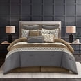 thumbnail image 1 of Nanshing Donovan 10PC Geometric Luxury Comforter Set, Grey, King, 1 of 6
