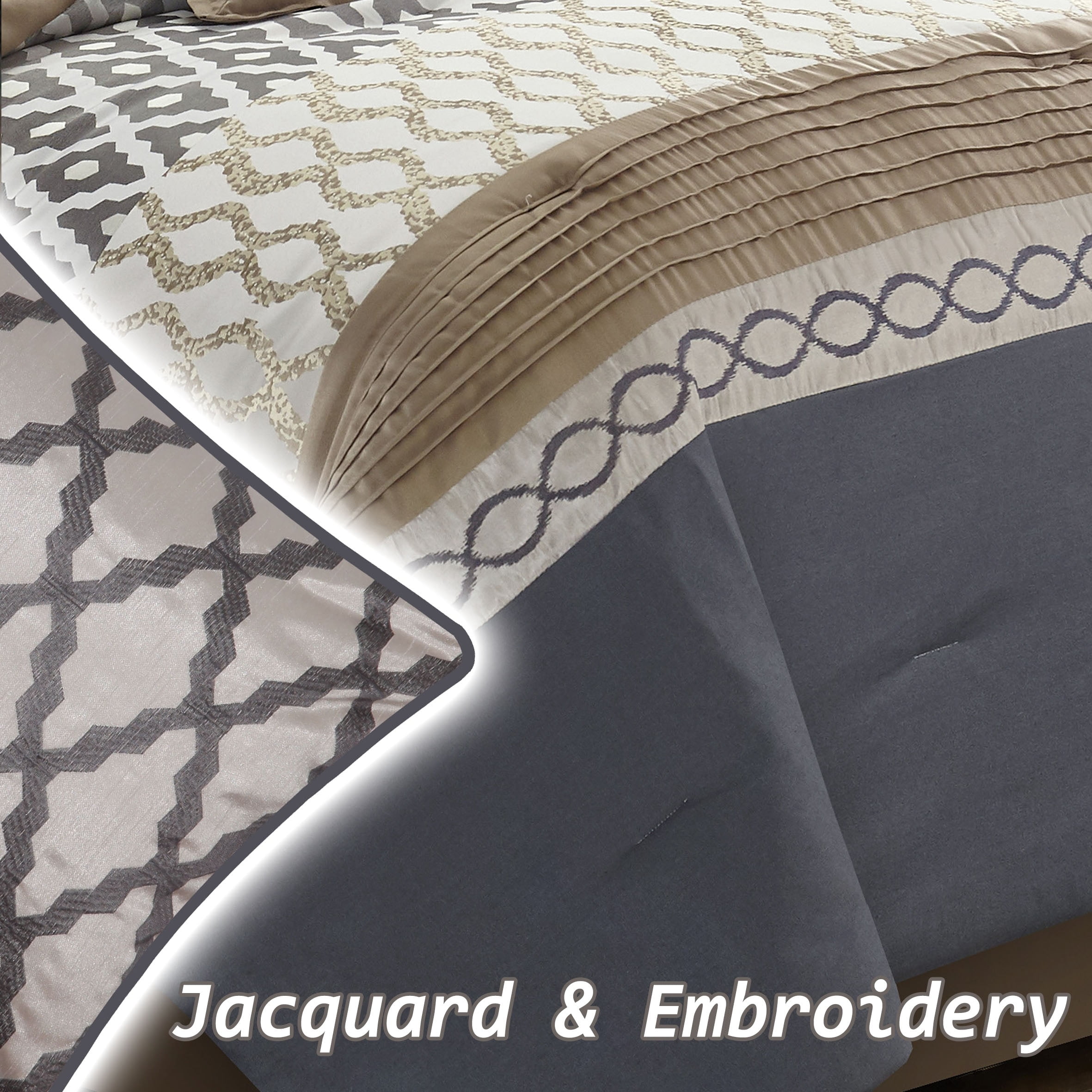 California King Gray Microfiber Geometric Comforter Set