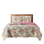Nanshing Eira 3 Piece Floral Quilt Set , Pink , Queen Size , Microfiber Print
