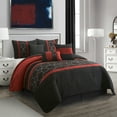 thumbnail image 1 of Nanshing Elliot 7 Piece Geometric Comforter Set, Black/Red, King, 1 of 6