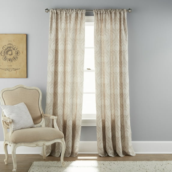 Nanshing Emily Light Filtering Rod Pocket Single Curtain Panel, Tan, 50" x 84"