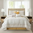 thumbnail image 1 of Nanshing Fanny 7 Piece Modern Striped Comforter Set, White Yellow, King, 1 of 11