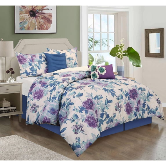 Nanshing Flor Springs 6-Piece Comforter Set Purple King
