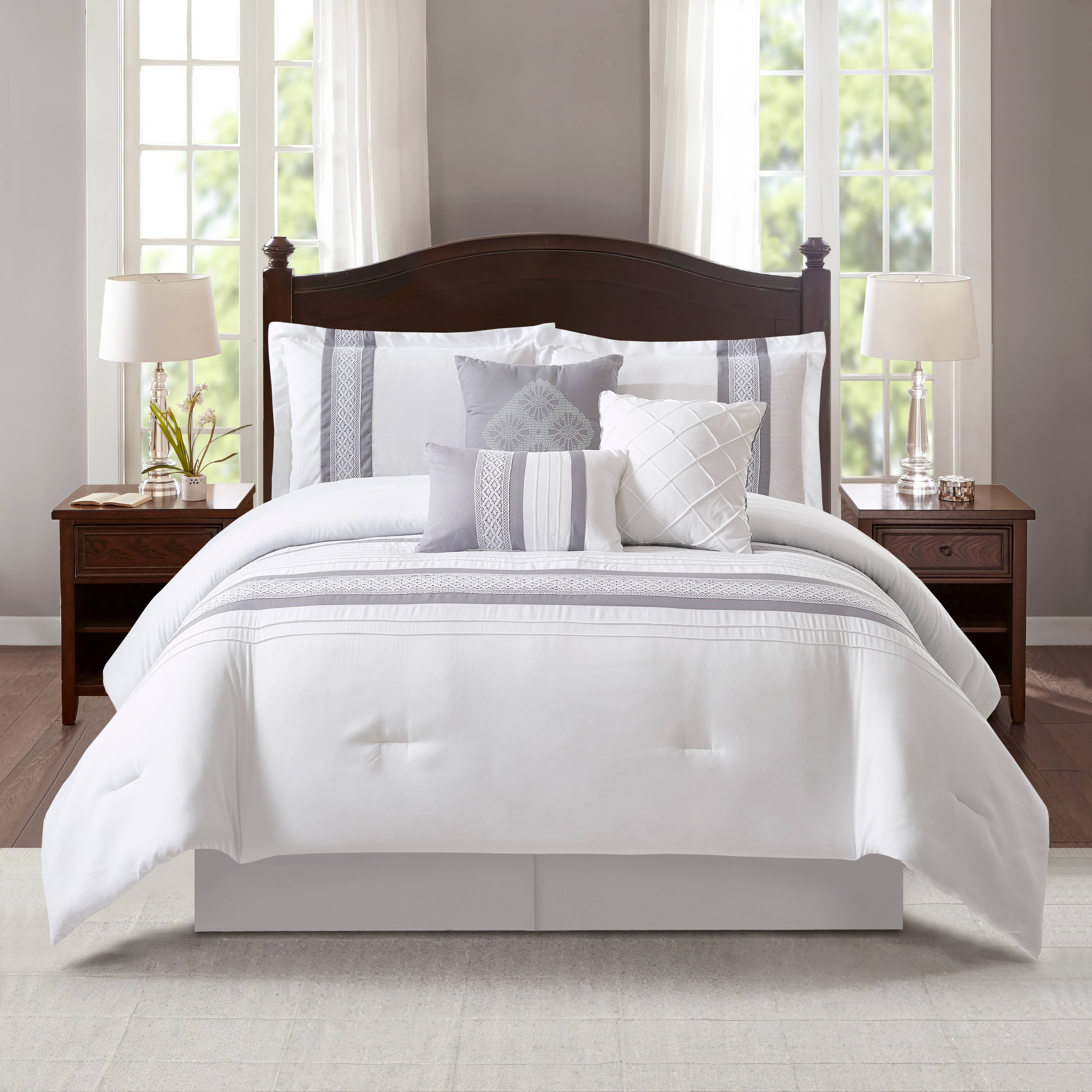 Nanshing Gabby 7 Piece Bohemian Shabby Chic Comforter Set, Grey, California King