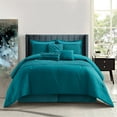 thumbnail image 1 of Nanshing Gian 7PC Reversible Solid/Geometric Comforter Set, Teal, King, 1 of 8