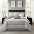 thumbnail image 1 of Nanshing Hadley 7 Piece Striped Comforter Set, Grey, King, 1 of 7