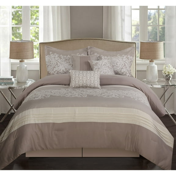 Nanshing Halo 7 Piece Traditional Comforter Set, Blush, King