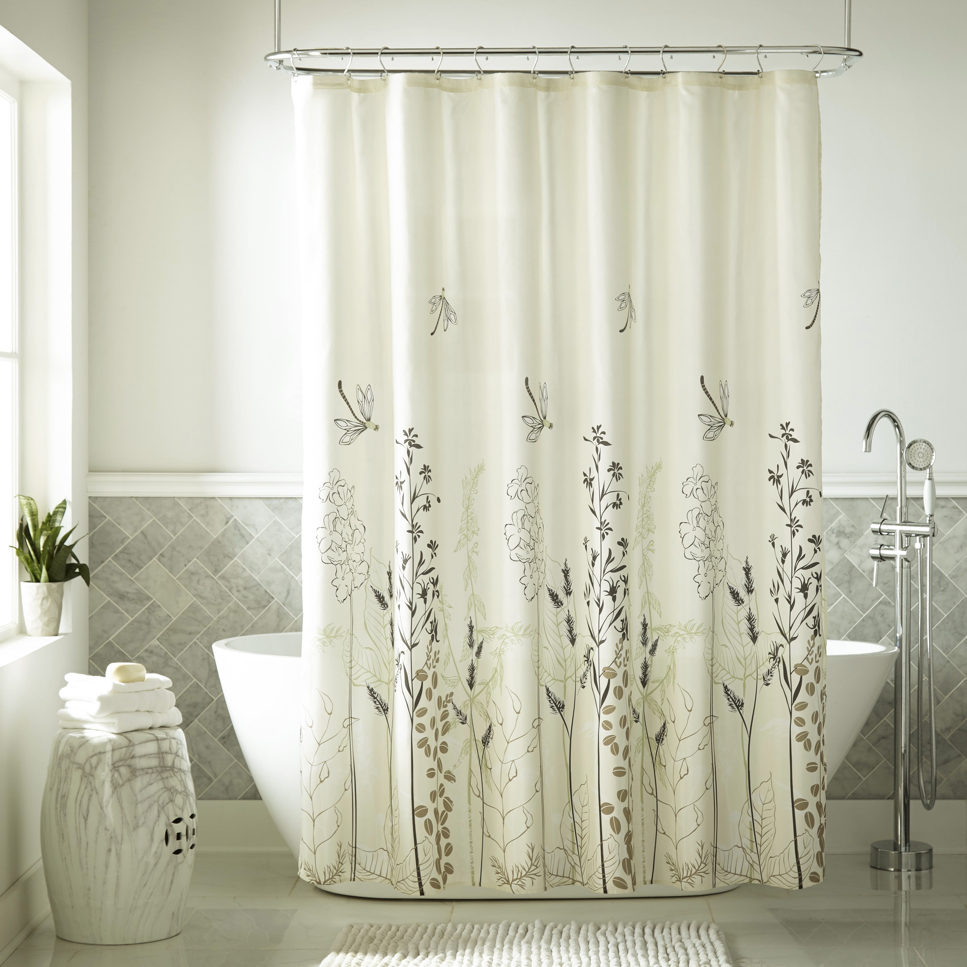 Nanshing Harmony Single Buttonhole Top Shower Curtains, Green, 72" x 72